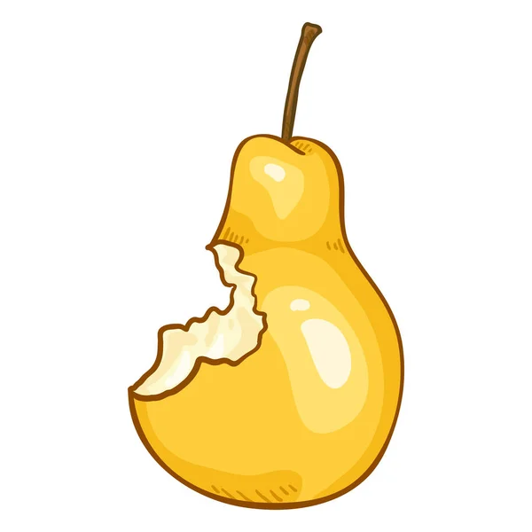 Vector Cartoon Gebeten Gele Pear — Stockvector