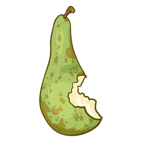 Vector Cartoon Bitten Green Pear — Stock Vector