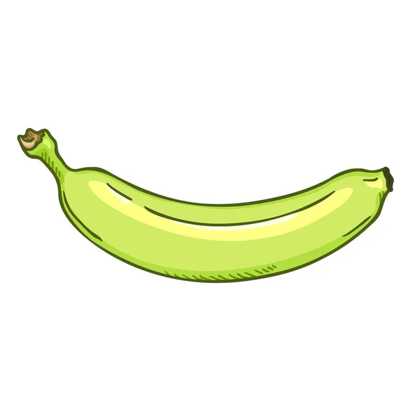 Vector Único Cartoon Banana Verde — Vetor de Stock