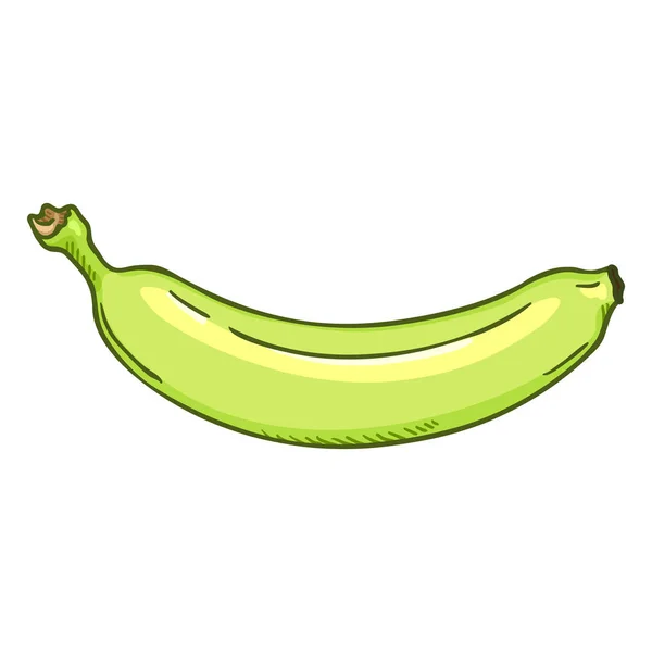 Vector Único Cartoon Banana Verde —  Vetores de Stock