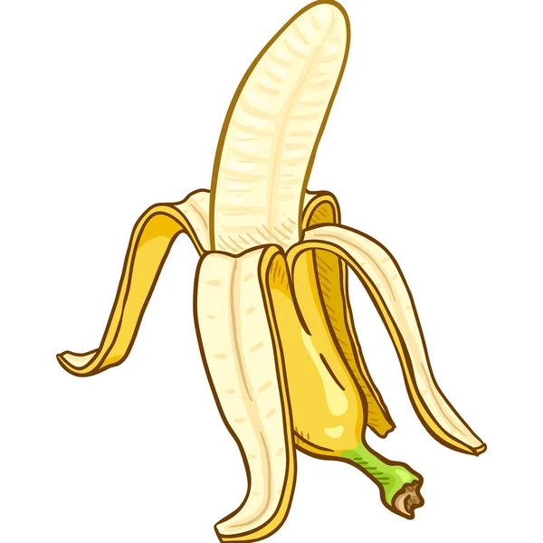 Desenhos Animados Vetoriais Banana Descascada — Vetor de Stock