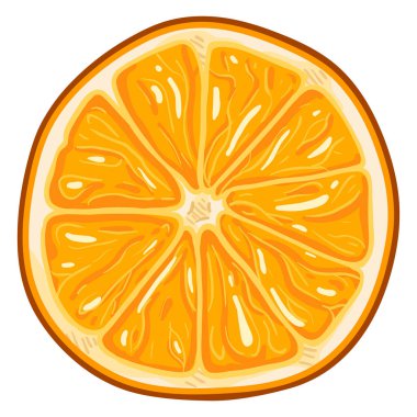 Vektör karikatür turuncu meyve yuvarlak dilim.