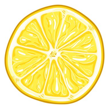 Vektör karikatür sarı limon dilim yuvarlak.