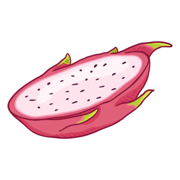 Vektor Karikatur Hälfte geschnitten Pitahaya Drachenfrucht — Stockvektor
