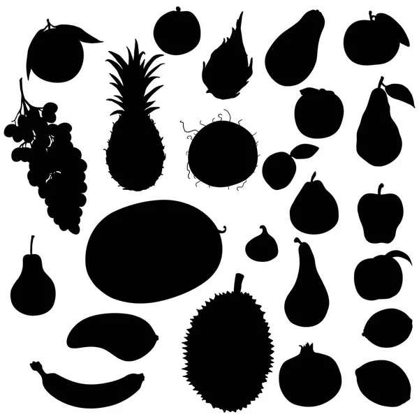 Conjunto Vectorial Siluetas Frutas Negras — Archivo Imágenes Vectoriales