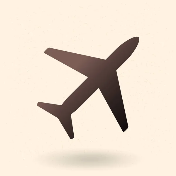 Vector Black Silhouette Passenger Plane Icon — Stock Vector