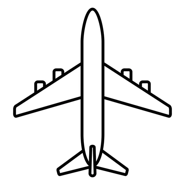 Vektor Schwarze Umrisse Passagierflugzeug Symbol — Stockvektor
