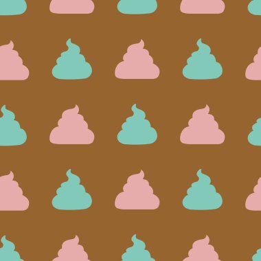 Vector Seamless Pattern of Flat Color Shit Icons on Brown Background clipart
