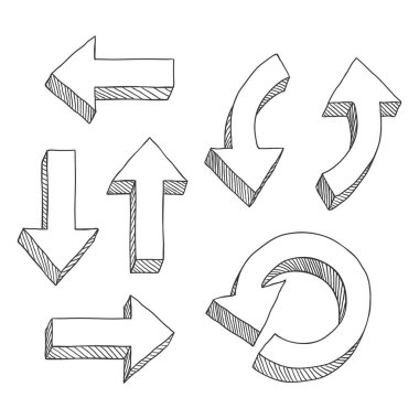 Vektör Seti Çizim El Çizilmiş Doodle Oklar