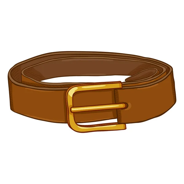 Vector Cartoon Classic Brown Cinturón Cuero Con Hebilla Oro — Vector de stock