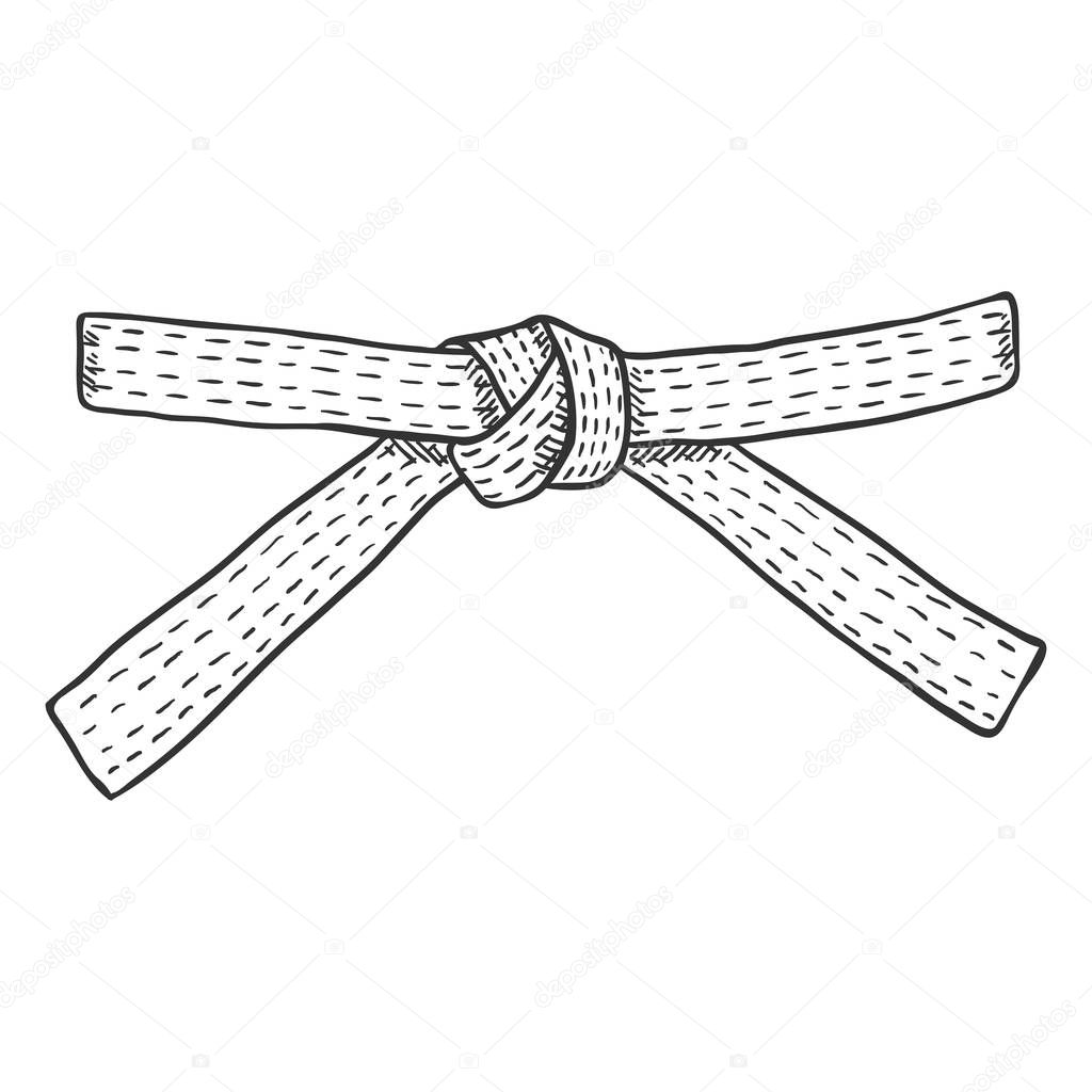 Vector Sketch Karate Belt on White Background