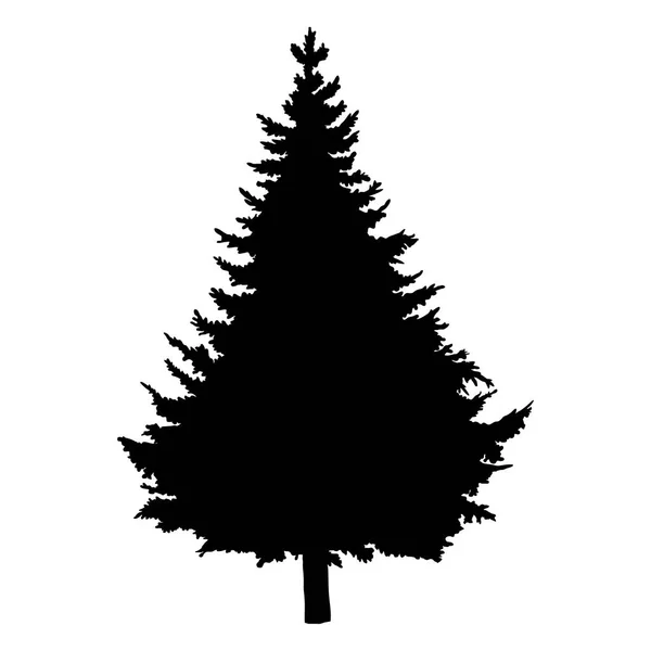 Vektorová jednoduchá černá silueta borovicového stromu — Stockový vektor