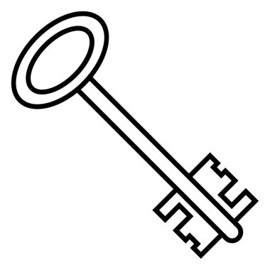 Vektör Siyah Anahat Simgesi - Vintage Anahtar