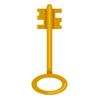 Vektör Tek Düz Altın Antik Anahtar