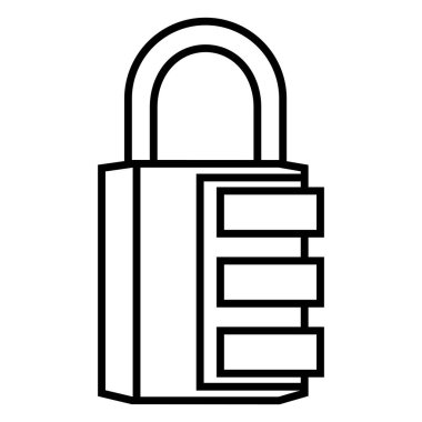 Vektör Siyah Anahat Simgesi - Kombinasyon Asma Kilit