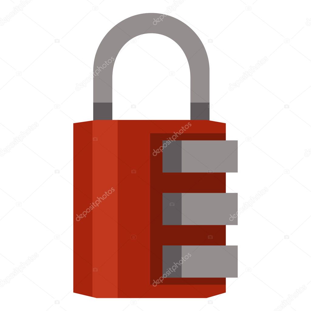 Vector Flat Color Icon - Red Combination Padlock