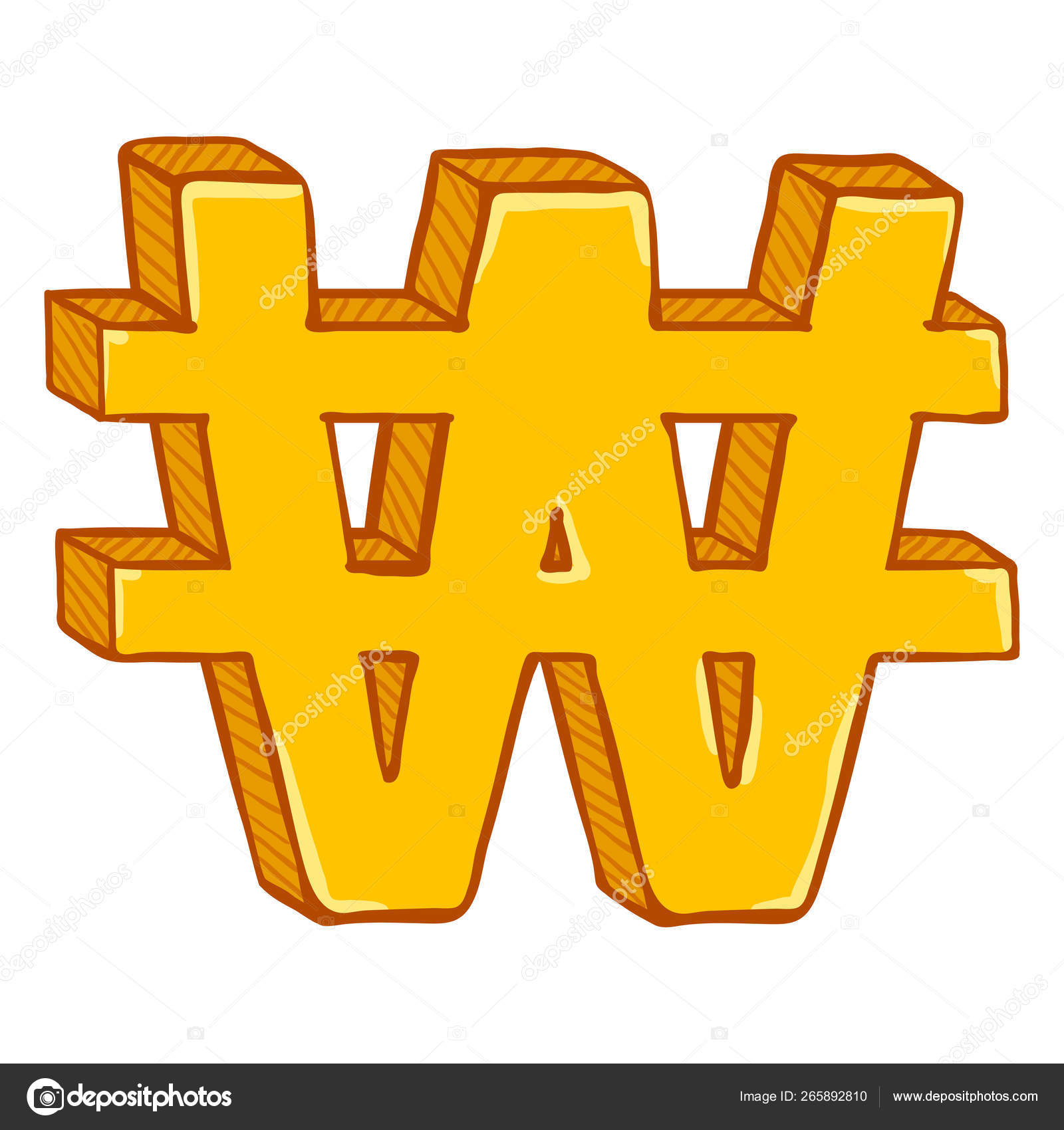 矢量卡通金韩国货币符号韩元符号图库矢量图©nikiteev 265892810