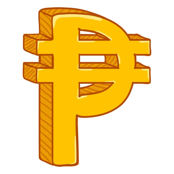 Cartone Animato Oro Filippino Simbolo Valuta Pesos Segno — Vettoriale Stock