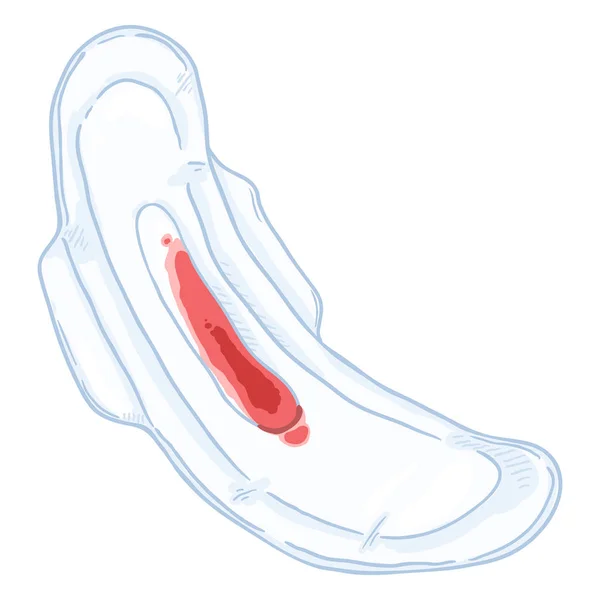 矢量卡通使用卫生垫与血液污渍 — 图库矢量图片