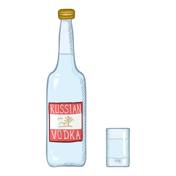 Vector Cartoon Illustration - Bottle of Russian Vodka — Stock Vector