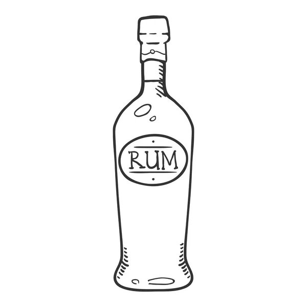 Vector Sketch Ilustração - Garrafa de Rum — Vetor de Stock