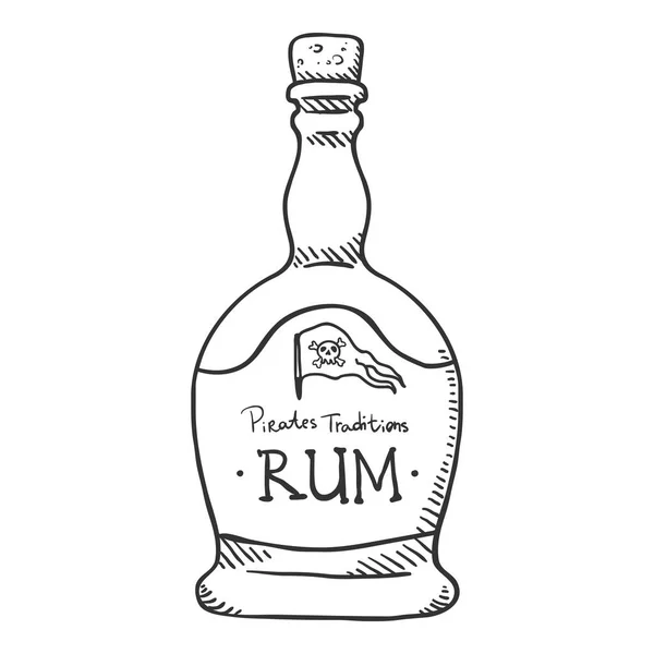 Vector Sketch Ilustração - Garrafa de Rum — Vetor de Stock