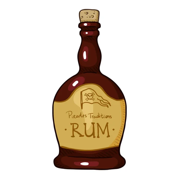 Vector Cartoon Illustration - Bottle of Rum — Stock Vector