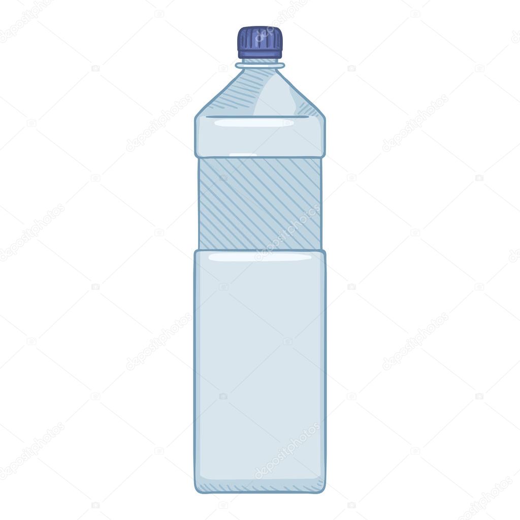Vector Cartoon Illustration - Plastic Bottle. 1 liter Capacity.