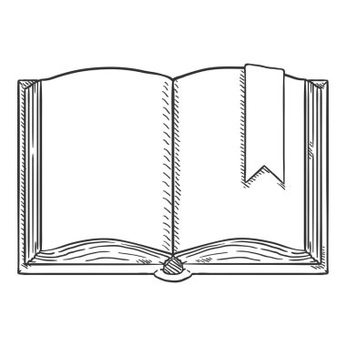 Vektör Çizim Ilıçlığı - Yer İşaretli Açık Kitap