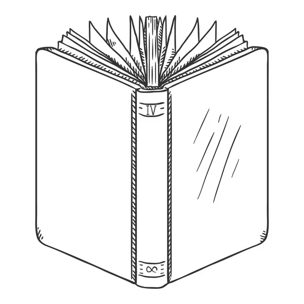 Libro aperto con copertina rigida Vector Sketch — Vettoriale Stock