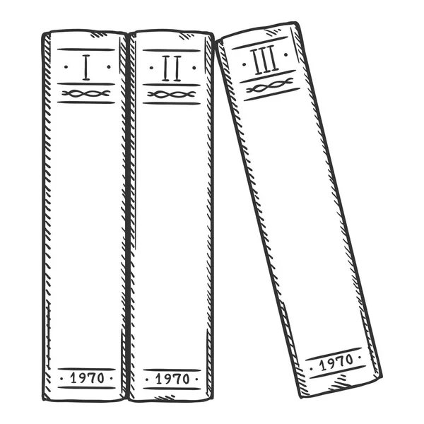 Illustration vectorielle de croquis - Trois livres d'affilée — Image vectorielle