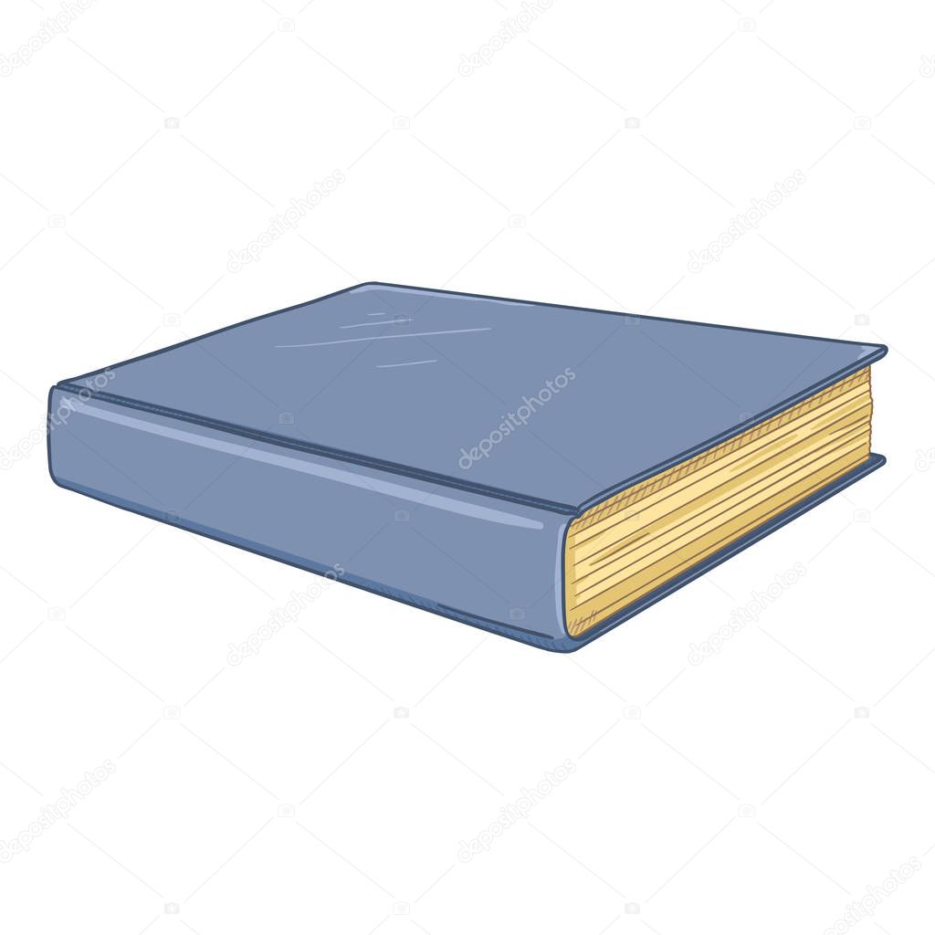 Vector Cartoon Illustration - Closed Book with Blue Hardcover