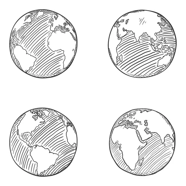 Vektor-Set von Skizzen Globus-Illustrationen. — Stockvektor