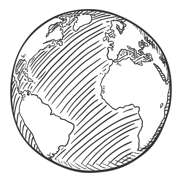 Vector Negro Sketch Globe Ilustración — Archivo Imágenes Vectoriales