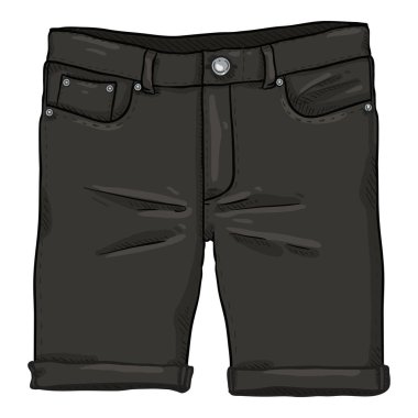 Vektör karikatür Illustration-siyah denim jeans şort