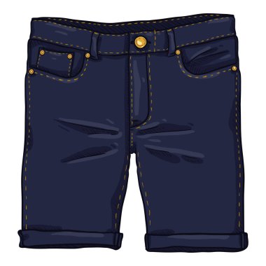Vektör karikatür Illustration-koyu mavi denim jeans şort