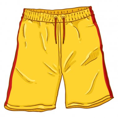 Vektör karikatür Illustration-kırmızı şeritler ve dantel sarı basketbol şort.