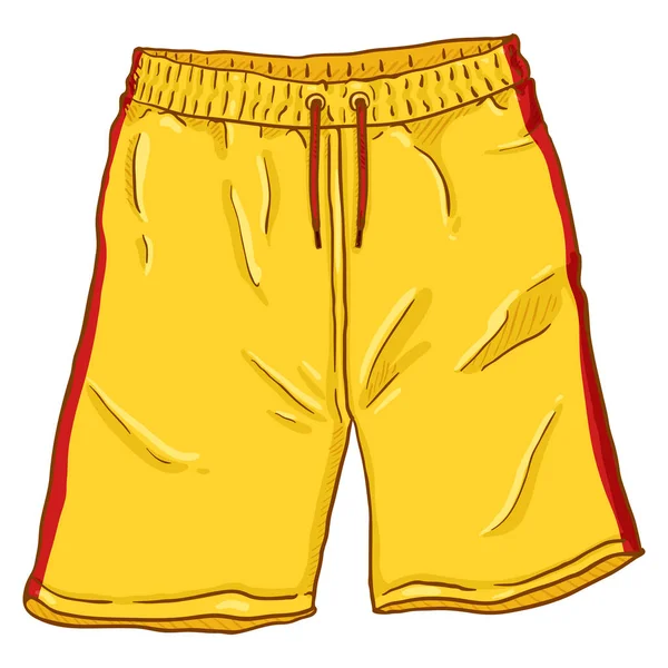 Vektor Cartoon Illustration - gelbe Basketballhosen mit roten Streifen und Schnürsenkeln. — Stockvektor