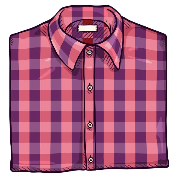 Vector Cartoon Folded Pink Casual Checkered Men Shirt — Stock Vector