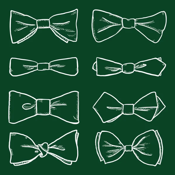 Conjunto de vetores de giz Sketch Bowties. Tipos diferentes Coleção . —  Vetores de Stock