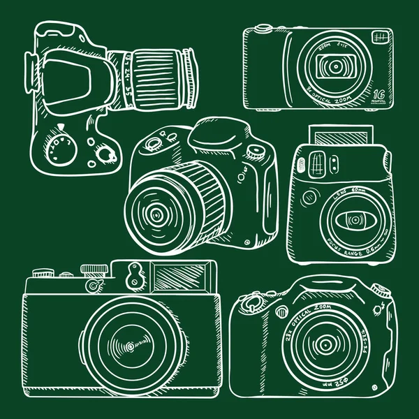 Ensemble vectoriel de caméras de croquis en craie — Image vectorielle