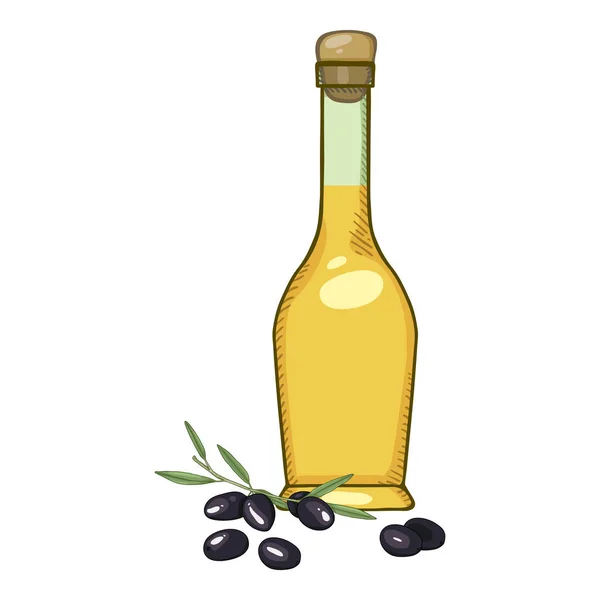 Botella de aceite de oliva. Vector ilustración de dibujos animados — Vector de stock