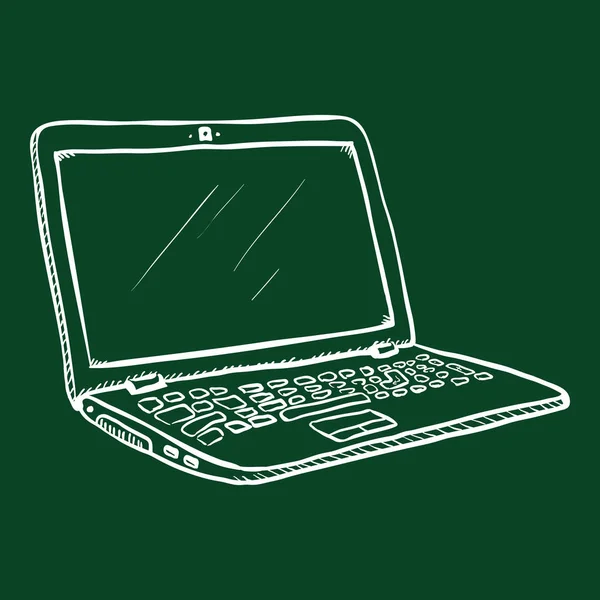 Vector krijt schets open laptop — Stockvector