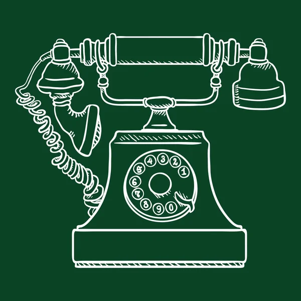 Vector krijt schets oude vintage telefoon. Retro roterende telefoon — Stockvector