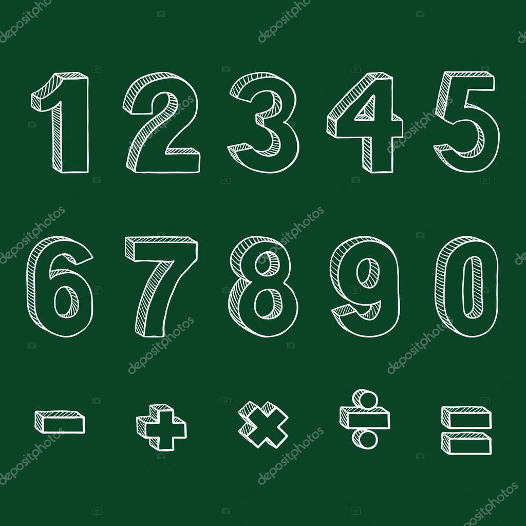 Vector Set Of Doodle Sketch Figures And Mathematical Signs Chalk Hand Drawn Arabic Figures From One Till Nine Premium Vector In Adobe Illustrator Ai Ai Format Encapsulated Postscript Eps Eps Format