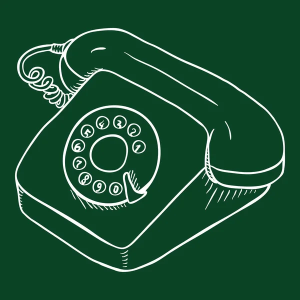 Vector Chalk Sketch Rotary Retro Telephone — Stock Vector