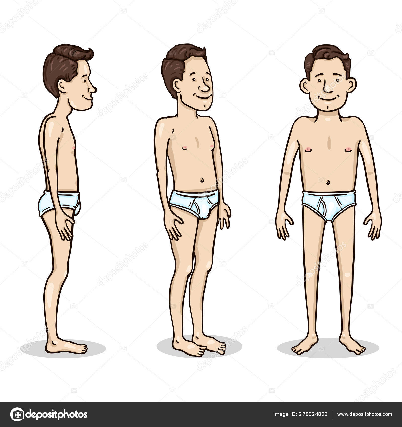 Vector Cartoon Character - Young Man in White Underpants. Set of Different  Foreshortening. Stock Vector by ©nikiteev 278924892