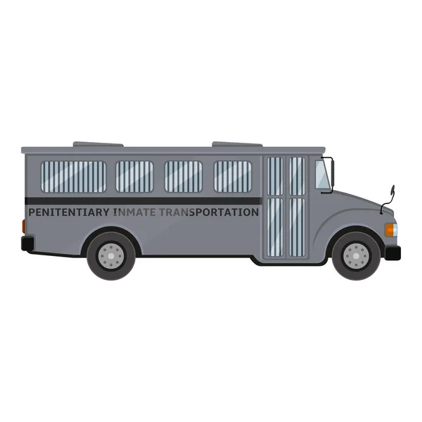 Gray Prison Bus. Vector Flat Color Illustration. — Stock Vector