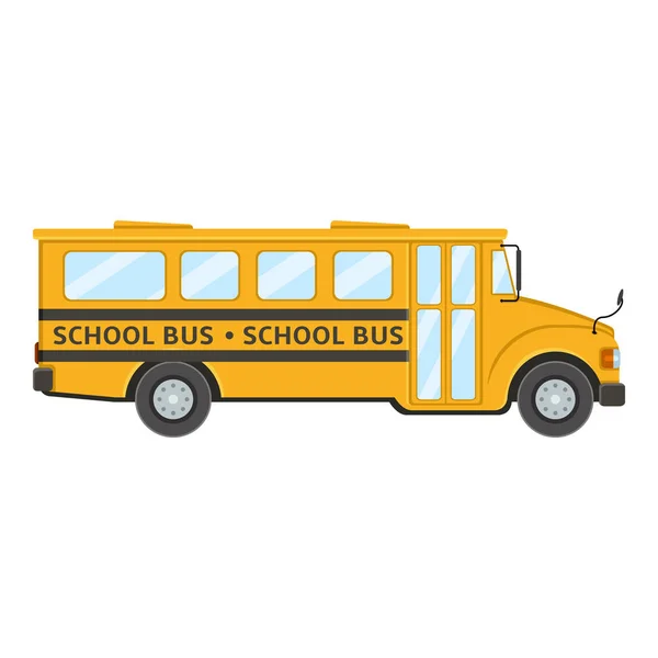 Yellow School Bus. Wektor płaski kolor ilustracja. — Wektor stockowy