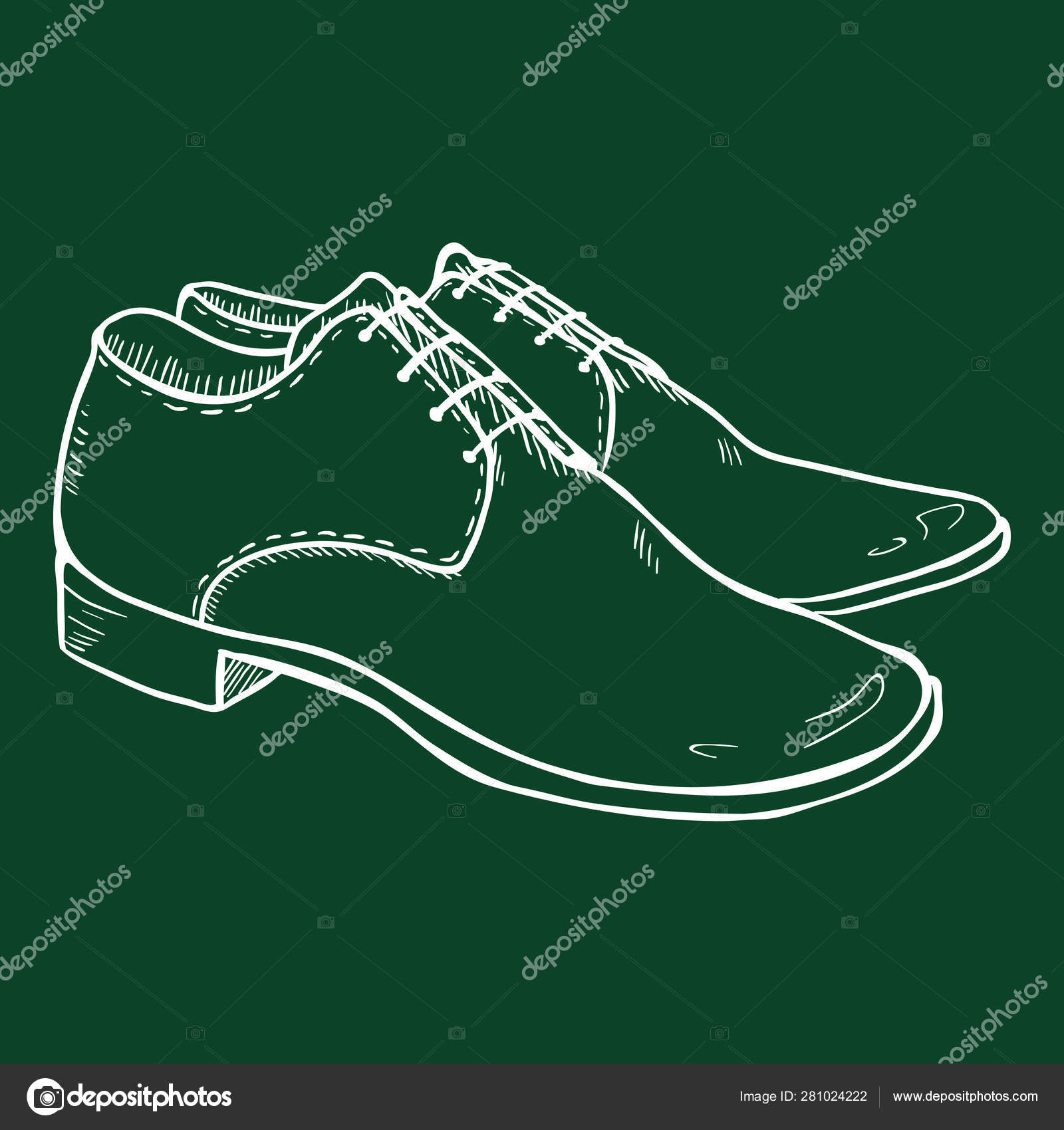 Vector Chalk Sketch Illustration Pair of Classic Men Shoes Stock